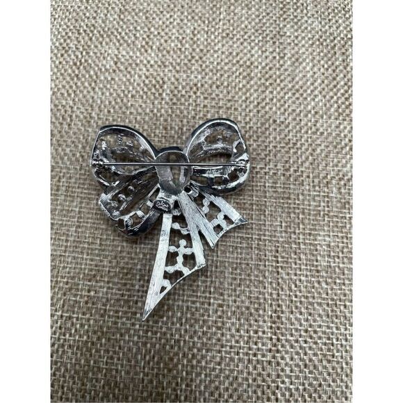 Vintage Joan Rivers Bow Clear Rhinestone Broach Mint Condition - Picture 7 of 8